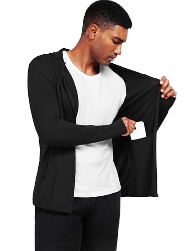 Image of NELEUS Men's Workout Fishing Shirts UPF 50+ Light Jacket Full Zip Sun Protection Long Sleeve Hoodie for Men Hiking