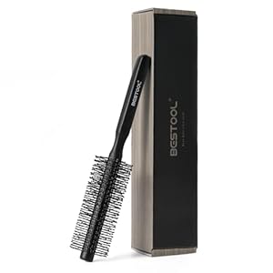 BESTOOL Kleine ronde haarborstel voor kort haar, kuifroller ronde borstel voor föhnen, ideaal voor glad naar achteren strijken, pony's en mannenbaarden, professionele stylingborstel voor het gladmaken