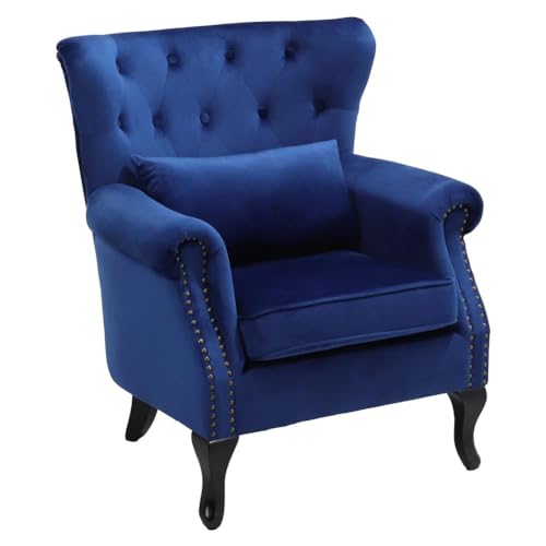 Image of Wingback Chair for Living Room one Seater Sofa |Luxury Rest Chair Arm Chair Sofa (Blue)