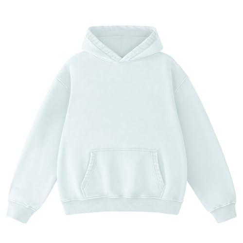 Dnzzs Acid Wash Hoodie Super Soft Sweatshirt for Mens Pullover Oversized Mens Fashion Hoodies & Sweatshirts Vintage Streetwear Baby Blue