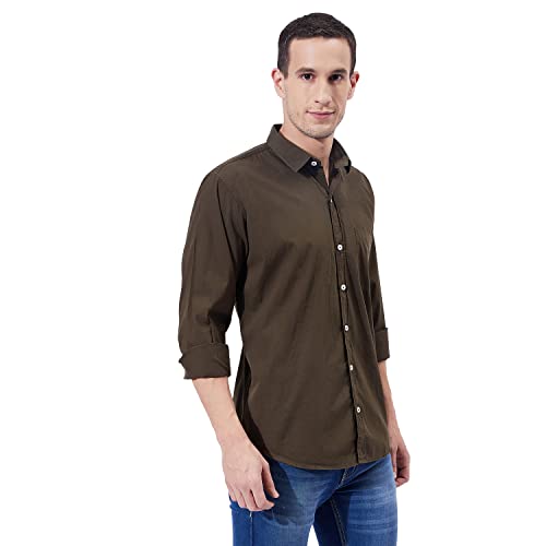 Image of Ben Martin Men's Cotton Regular Collar Shirt with Chest Pocket || Classic Collar, Slim Fit, Casual & Formal Wear || Soft & Breathable Fabric || Full Sleeve Shirt for Men