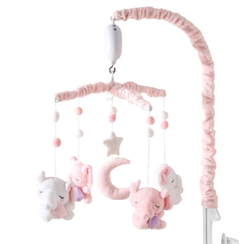 Image of Baby Crib Mobile - Elephant Mobile for Crib with 25 Inches Mobile Arm and 35 Lullabies Musical Box, 3 Modes Digital, Volume Control, Essential Gift for Infant Boys Girls Bedroom Hanging Decor