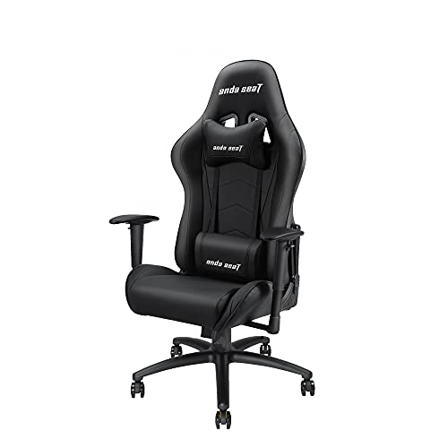 Anda Seat Axe Series Pro Black Ultimate Office Lendenwirbelstütze Schreibtisch Ergonomische Rückenlehne, Sitz- und Armhöhenverstellung Gaming-Stuhl, PVC-Leder, groß