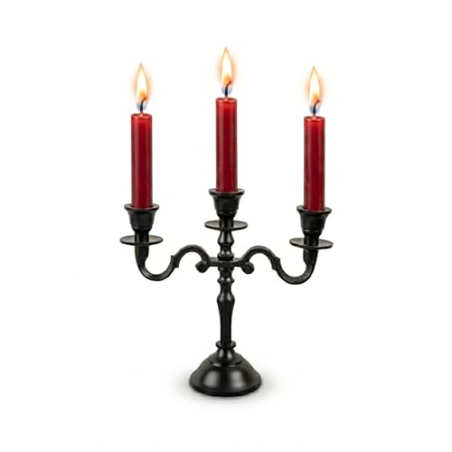 Rely+ 3 Arm Baby Candelabra Black Matte 8 Inch Taper Candle Holders Gothic Decorations Candlesticks Holder Home Decor Wedding Parties Centerpiece for Dining Table