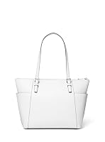 Michael Kors Jet Set East West Tote, Silver-Tone Hardware/Optic White — image 2