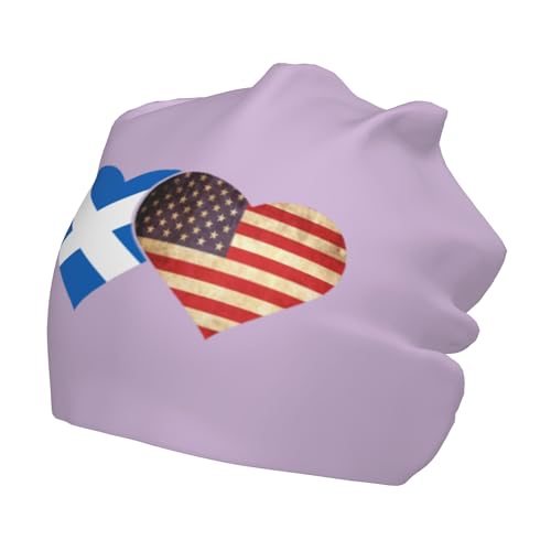 Scotland Flag and American Flag Children Hip Hop Knitted Hat Kids Elastic Leisure Knit Cap Warm Sleep Beanies Black