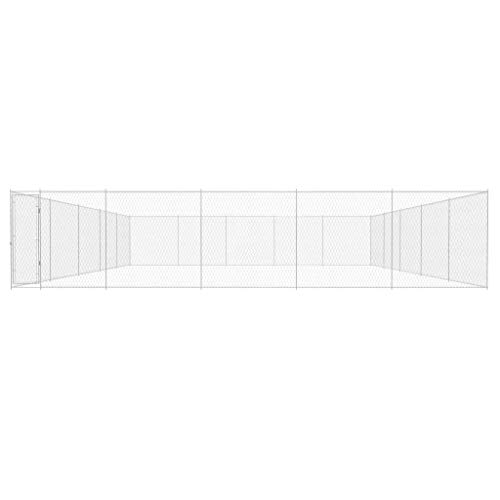 vidaXL Outdoor Dog Kennel Dog House Dog Cage with 4 Anchors Hot-dip Chain Link Fence Lockable Kennel Galvanized Steel… - Image 7