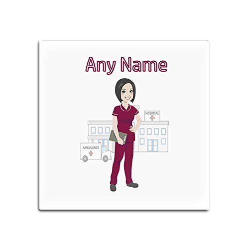 UNIGIFT Dessous-de-verre carré en verre Motif NHS pour infirmière Tunique rouge foncé Motif infirmière Cover
