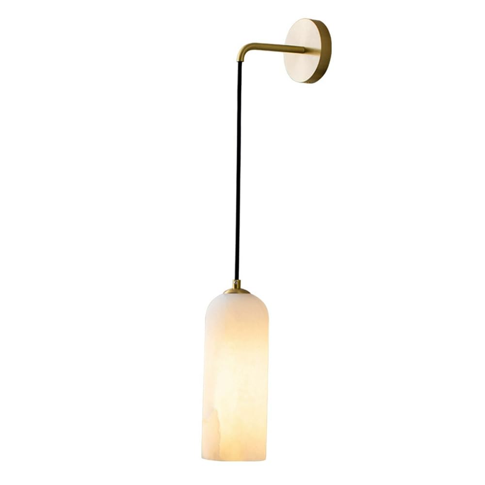 HUAYUSEDF Gold Alabaster Wall Sconce Mid Century Bedroom Natural Stone Mounted Light Fixture Modern Marble Lighting Nordic Hallway Brushed Brass Lamp for Living Room Bedside Stairs Aisle(Gold)