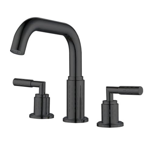 Robinet mitigeur de lavabo noir à 3 trous en laiton pour salle de bains chic