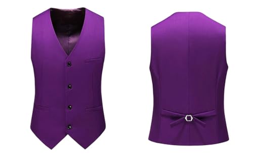Kiioouu Men's Business Casual Suit Vest/Men's Gentleman Banquet Wedding Solid Color Vest2