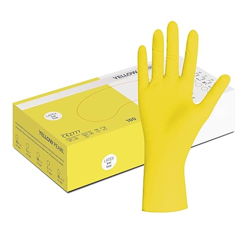 Herrmann Gelbe Nitrilhandschuhe | L - 100 Stück/Box - Gelb | Einweghandschuhe, puderfreie & latexfreie Einmalhandschuhe, Handschuhe in Gr. XS, S, M, L, XL & XXL verfügbar (L) (M)