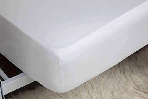 Image of Belledorm Cotton Sateen 15" Fitted Sheet + Flat Sheet + Duvet Cover + Housewife Pillowcase Bundle Set, 1000 Thread Count (White, King Size)