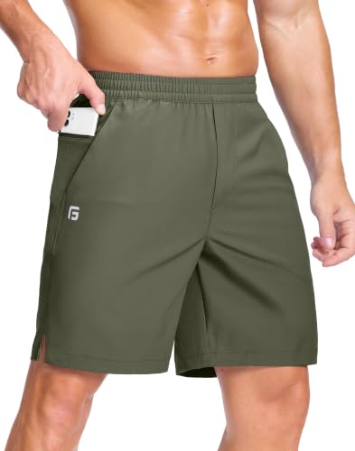 Image of GGJ Men's Lightweight Athletic Shorts with 2 Zipper Pockets 7 inch /9 inch /5 inch Gym Workout Running Quick Dry Tennis Shorts for Men