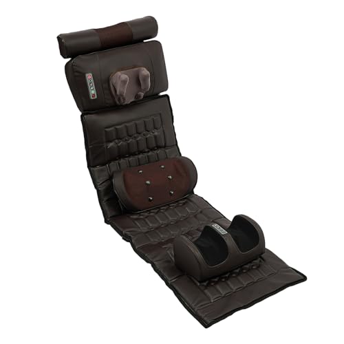 Tappetino massaggiante multifunzione con riscaldamento, 9 modalità di massaggio e 9 livelli di intensità, massaggio completo per schiena/collo/gambe/piedi, con airbag lombare e massaggiatore per piedi