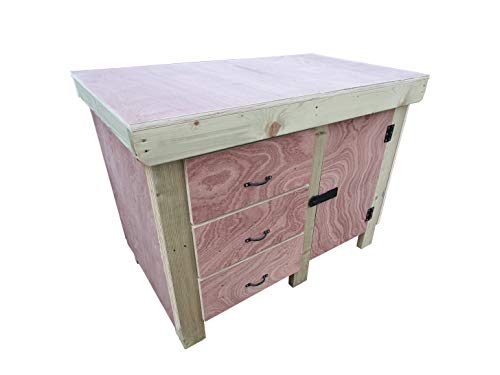 Wooden Workbench Tool Cabinet with Lockable Cupboard 18mm Eucalyptu...