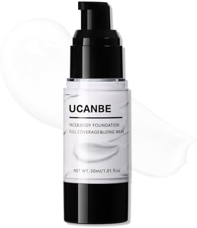 UCANBE White Liquid Foundation for Halloween Clown Goth Zombie Vampire Skeleton Skull Joker Cosplay Costume SFX Makeup, Waterproof Full Coverage Longwear Matte Flawless Finish
