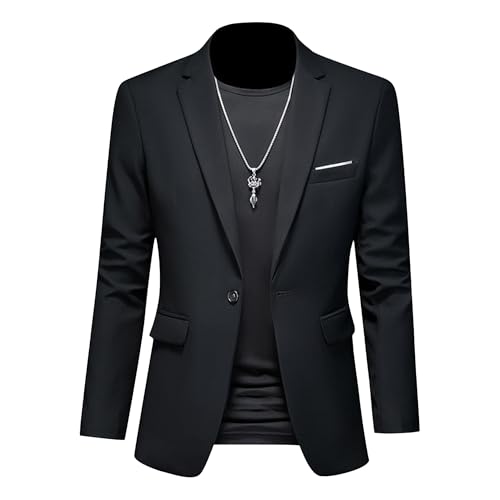 Men's Versatile Business Casual Blazer Plus Size Solid Color Stylish Suit Jacket One Button All-Match Sport Coat