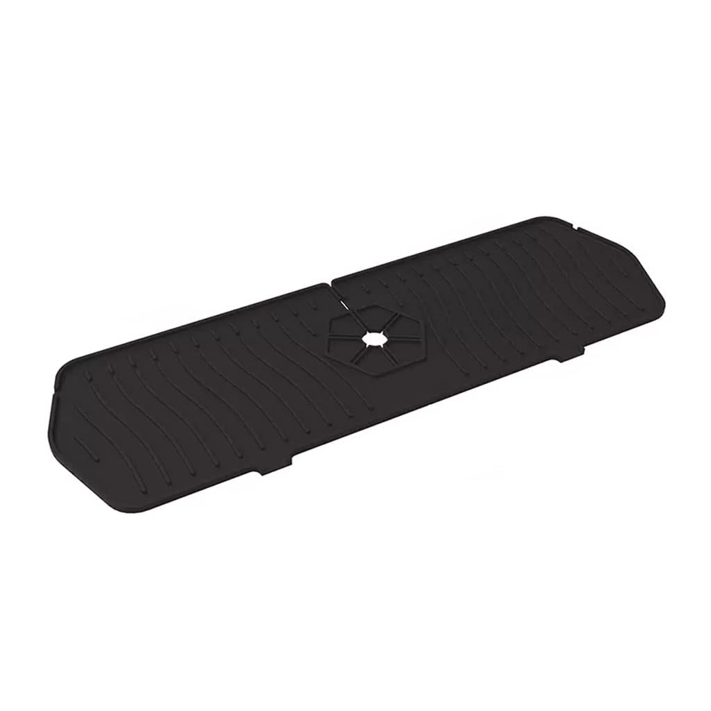 Tapis de drainage antidérapant en silicone noir L pour robinet et évier