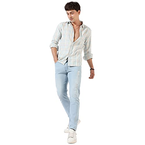 Image of CAHOOT Men's Button Up Shirt for Casual Wear | Regular Fit | Poly Lycra Shirt Crafted with Short Sleeve & Enhanced Stretch Comfort Fit for Everyday Wear