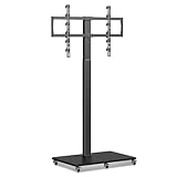 XINLEI テレビスタンド 壁寄せ ハイタイプ テレビ台 液晶TVスタンド 43~75インチ対応 5段高さ調節 キャスター付き 移動便利 耐荷重40kg シンプル 木製ベース 省スペース 会議室 リビング おしゃれ 黒いTS005H