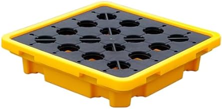 Spill Containment Platform,Modular Spill Platforms,Yellow And Black Polyethylene Pallet With Drain,Warehouses Factory Workshop Leakproof Tray,Can Stack Oil Drums Pallets,66x66x15CM/25.99x25.99x5.91in