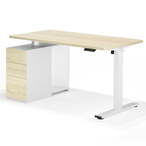 Image of FLEXISPOT EN2 55 inchx28 inch Standing Desk Bundle with Storage Cabinet