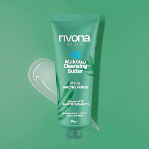 Rivona Naturals Makeup Cleansing Butter | Coconut Oil + Jojoba Oil | Gentle Makeup Remover Enriched with 12 Active herbs |All Skin types |20 gm