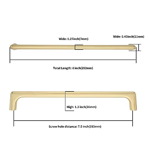 Image of 9BUILD 10 Pack Brushed Gold Cabinet Pulls 7.5 Inch Kitchen Cabinet Handles Cabinet Hardware Kitchen Handles for Cabinets Cupboard Handles Gold Dresser Pulls Drawer Handle