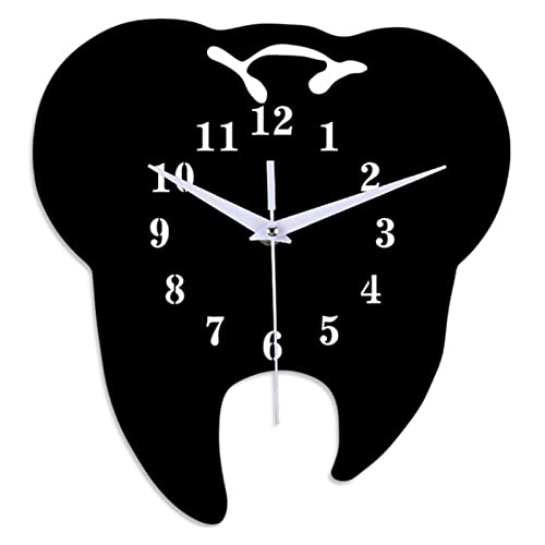 Horloge murale créative dent 3D acrylique noir pour habiller un mur vide sans percer