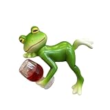 Drinking Frog Planter Pot Hangers Decorative Flower Pot and Vase Hugger Animal Figurines Statues (Green, 10cm*10cm)