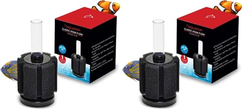 Image of Aquatop Internal Sponge Filter for Aquariums - Suitable for Tanks Up to 25 Gallons, Freshwater and Saltwater Use, Compatible with Air Pumps or Powerheads (Pack of 2)