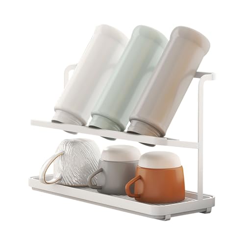 BigKing 2 Strati Scolabottiglie, Rimovibile Scola Borracce con Vassoio di Raccolta, Risparmio di Spazio Asciuga Scola Bottiglie per Bottiglie, Calici da Vino, Bicchieri e Tazze 29*11*21cm (Stile A)