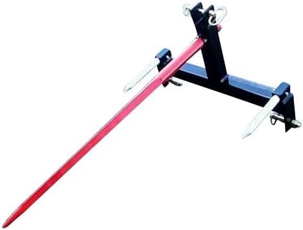 Category 1 Tractor 3 Point Attachment with 39" Hay Bale Spear and 2 Stabilizer spikes, Convertible to Category 2