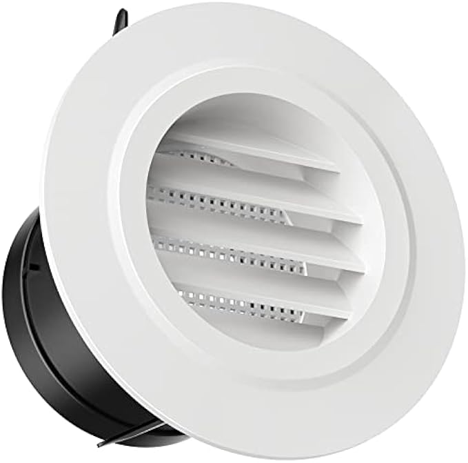 Hon&Guan 3" Soffit Vent, Dryer Vent Cover Round 3" Vent Cover with Built-in Fly Screen for Bathroom Office Home (ø75mm)