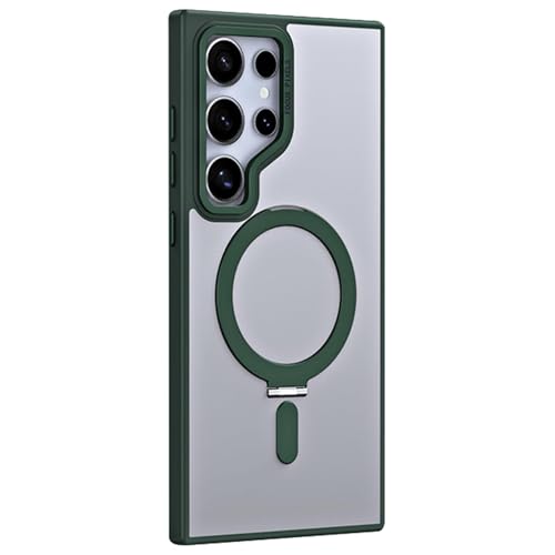Coque Samsung S26 Ultra magnétique mince dotée d'un support vert ajustable