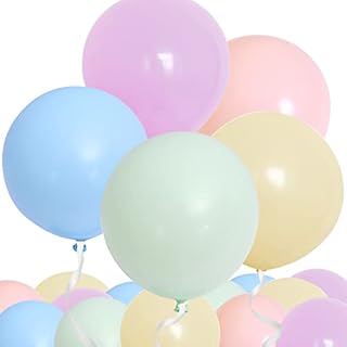 Ousuga 18 Inch Large Pastel Balloons 30Pcs Big Round Jumbo Colorful Macaron Latex Balloons for Birthday Wedding Baby Shower Christening Christmas Event Party Decorations 5 Colors
