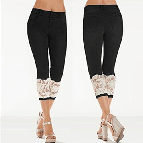 Jean Court pour Femme - Taille éLastique Stretch Sport Pantalon Court Tendance Streetwear Coupe Droite Jean Mode Pas Cher Short De Bodybuilding De Loisirs - Image 5