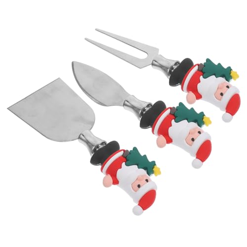 STOBAZA 3pcs Heavy Duty Cheese Cutter with Fork Ergonomic Manual Cheese Slicer for Christmas Serving and Kitchen Cooking