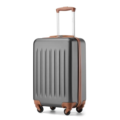 Kono 20-Inch Hardside Spinner Carry-on Suitcase Grey Brown