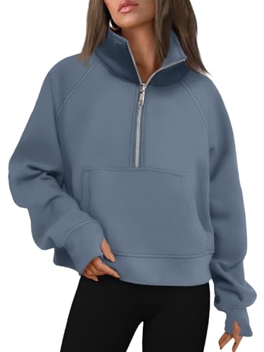 Image of AUTOMET Womens Sweatshirts Half Zip Cropped Pullover Fleece Quarter Zipper Hoodies 2026 Fall Fashion Outfits Clothes