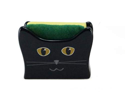 Black Ceramic Cat Face Sponge Holder