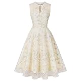 Vintage Embroidery Floral Dress for Women Flower Embroidered Tulle Prom Dress Sleeveless Mesh Short Homecoming Dress for Women Formal Tulle Party Dress A line Floral Cocktail Dress Apricot-Floral 2XL
