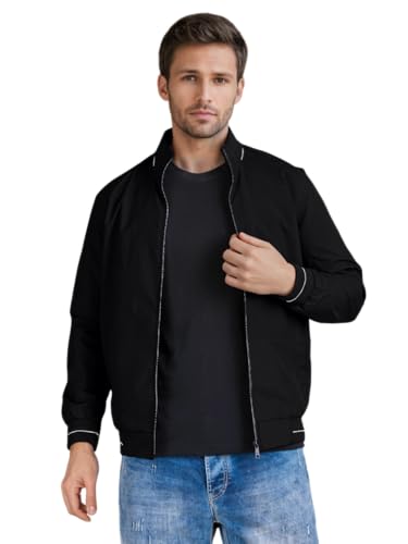 Image of Celary Men's Bomber Jacket Polyester Standard Length | Lightweight Casual Zip-Up Jacket | Stylish Slim Fit Outerwear for All Seasons