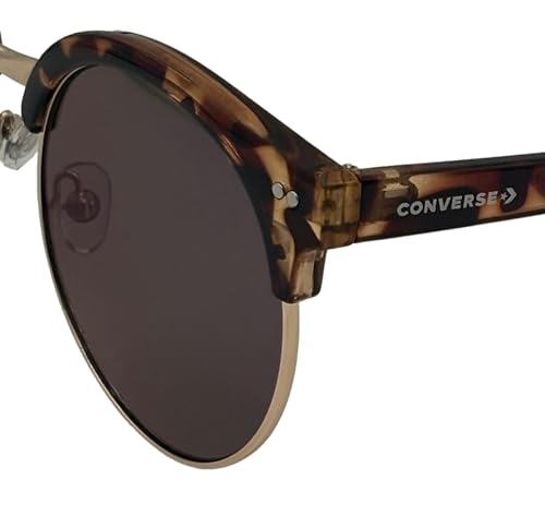 Converse Mens Soft Round Tortoise Metal Sunglass, Flash Lens H0833