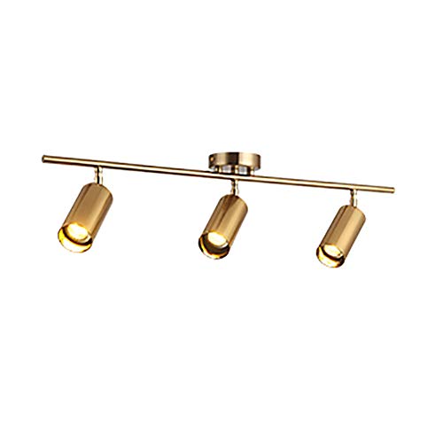 Lámpara de Espejo con Foco Giratorio Nórdico Gu10, Dorada, para Montar en Superficie, para Pasillo, Balcón, Creativa, de Riel, de Techo, de Techo, para Mesita de Noche, de Dormitorio, Dorada, 3 Luces.