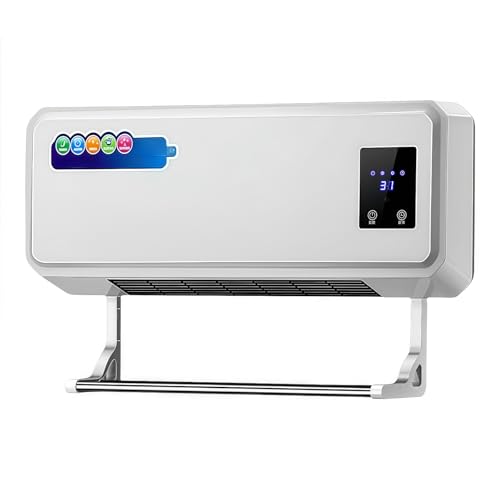 Iuseike 冷暖両用移動式小型エアコン 工事不要 壁取付け可能 3秒速熱 温風機能 除湿機能 15〜45℃調節可能 乾燥ラック付き リモコン付き IPX4防水 過熱保護 低騷音 操作簡単 省エネ 冷暖房エアコンファン リビング 寝室 オフィス 脱衣所