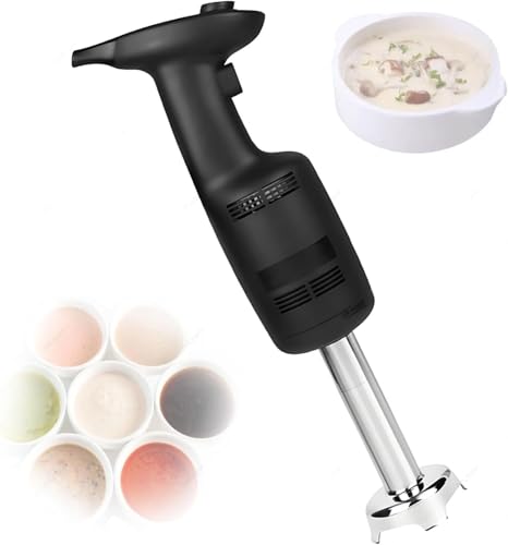 Batidora de mano comercial, licuadora de inmersión eléctrica resistente de 270 W con hoja de acero inoxidable, mezclador portátil multiusos de velocidad variable, for sopa(Standard)