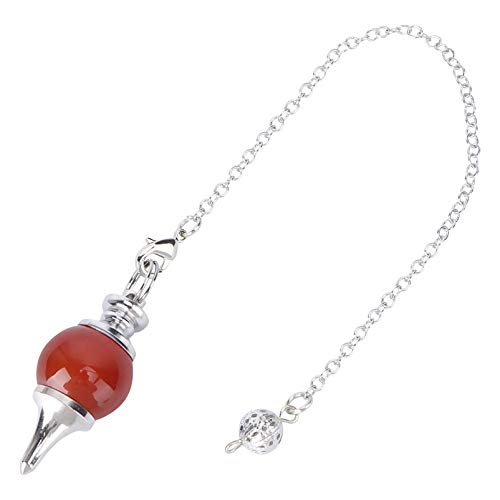 Holibanna Péndulo Radiestesia Chakra Colgante con Cadena Cristal Curativo Ágata Piedra Preciosa Atrapasol Coche Espejo Retrovisor Colgante Ágata Joyería Regalo (Rojo) Cover