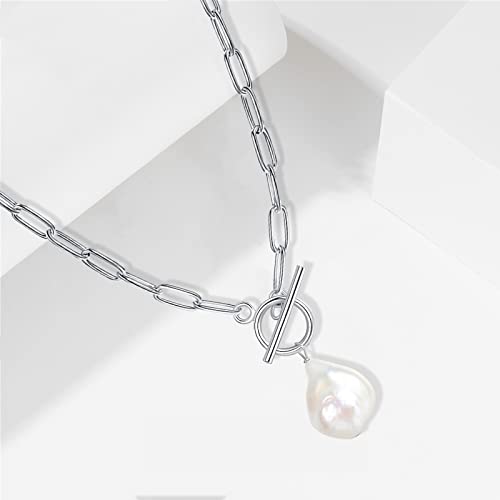 Paperclip Chain Necklace for Women - Baroque Pendant Necklace, Personalized Link Chain Necklace for Women Jewelry Gifts2